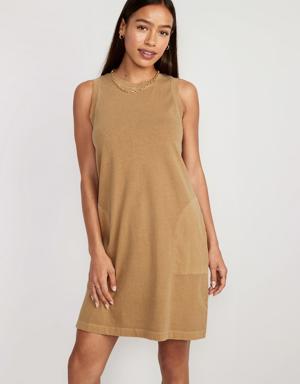 Sleeveless Vintage A-Line Mini Shift Dress for Women brown