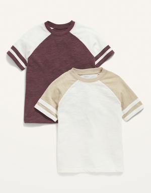 2-Pack Raglan-Sleeve Color-Blocked T-Shirt for Toddler Boys red