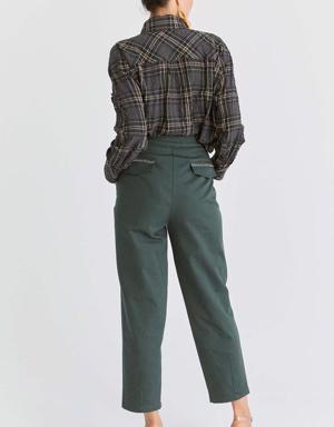 Cropped Boxy Fit Structured Pant