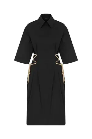 Roman Criss Cross Side Black Shirt Dress. 1