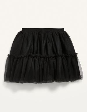 Ruffle-Tiered Tulle Tutu Skirt for Toddler Girls black