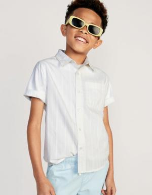 Short-Sleeve Textured-Dobby Shirt for Boys white