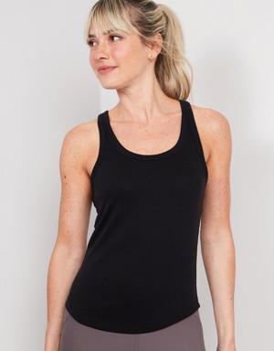 Old Navy UltraLite Rib-Knit Racerback Tank Top for Women black