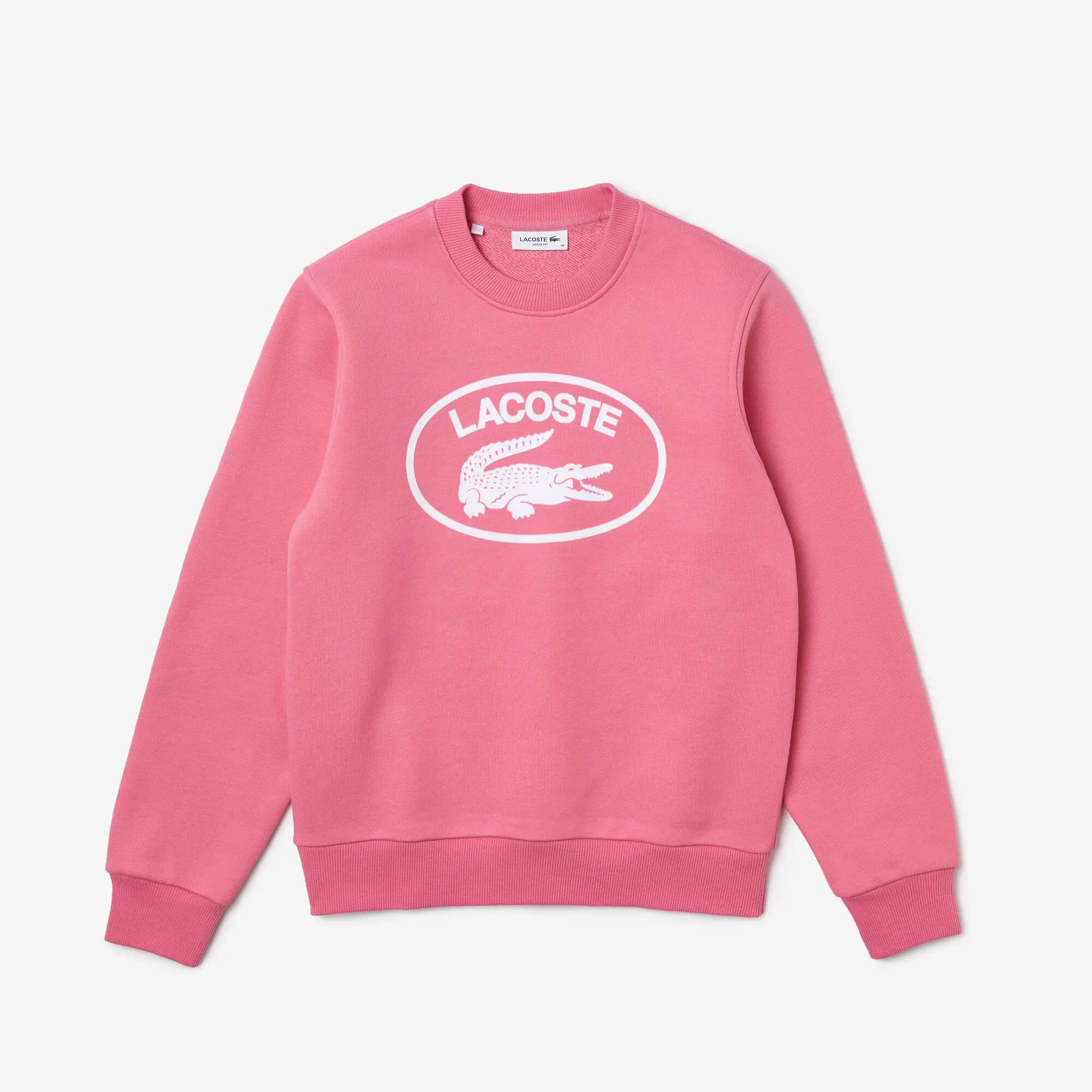 Lacoste Women's Loose Fit Organic Cotton Fleece Sweatshirt. 2