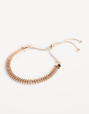 Gold-Tone Adjustable Beaded Snake Chain Bangle Bracelet for Women yellow