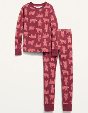 Gender-Neutral Graphic Snug-Fit Pajama Set for Kids brown