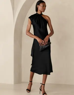 Kaia Silk Midi Dress black