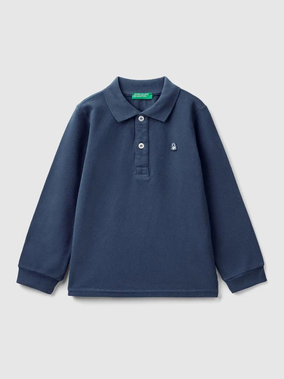 Benetton long sleeve polo in organic cotton. 1