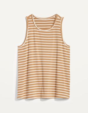 Sleeveless Luxe Striped T-Shirt for Women brown