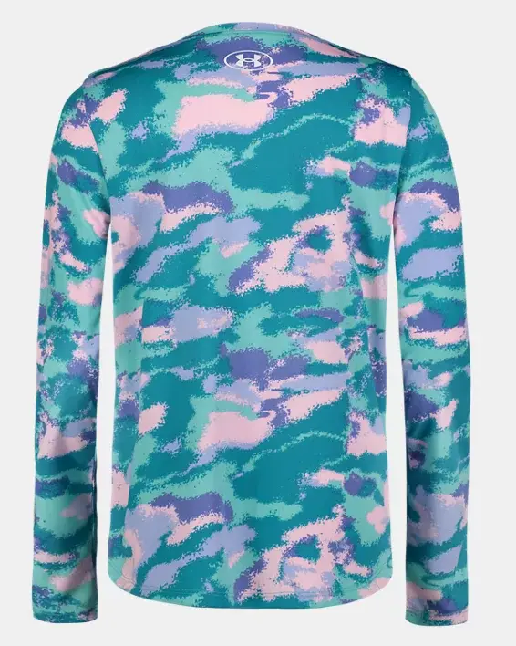 Under Armour Girls' UA UPF Dissolve Camo Long Sleeve. 3