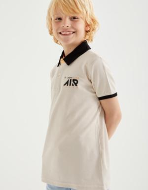 Bej Air Yazılı Standart Kalıp Polo Yaka Erkek Çocuk T-Shirt - 10894