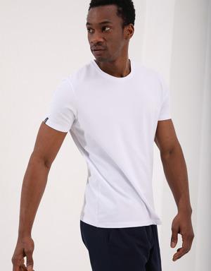 Beyaz Basic Kısa Kol Standart Kalıp O Yaka Erkek T-Shirt - 87911