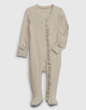 Gap Baby First Favorites TinyRib Footed One-Piece beige