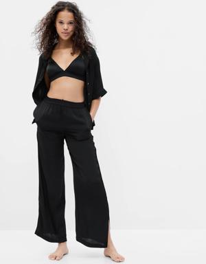 Gap Satin Wide Leg PJ Pants black