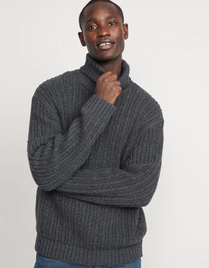 Loose Textured-Knit Turtleneck Sweater for Men gray