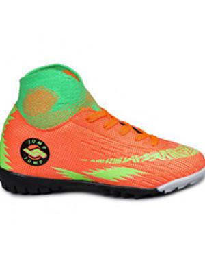 28383 Turuncu - Yeşil Halı Saha Çoraplı Çocuk Krampon Futbol Ayakkabısı