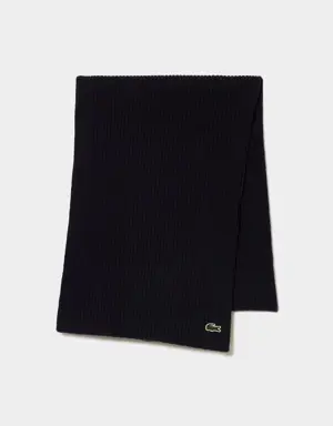 Unisex Lacoste Ribbed Wool Scarf