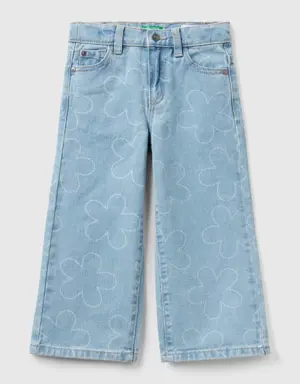 wide fit jeans with flowers