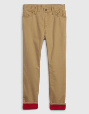 Kids Original Fit Fleece-Lined Jeans with Washwell brown