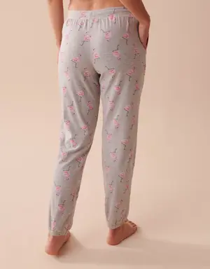 Cotton Pink Flamingo Jogger Pajama Pants