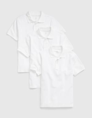 Kids Organic Cotton Uniform Polo Shirt (3-Pack) white