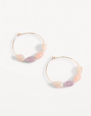 Gold-Plated Stone Wire Hoop Earrings for Women gold