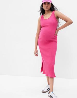 Maternity Rib Tank Dress pink