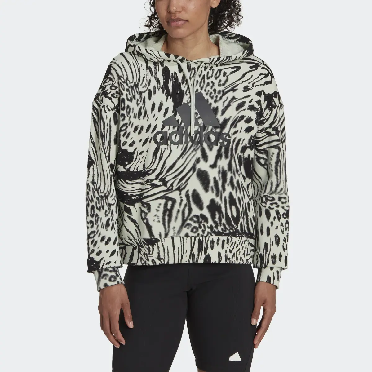 Adidas Future Icons Animal Print Hoodie. 1