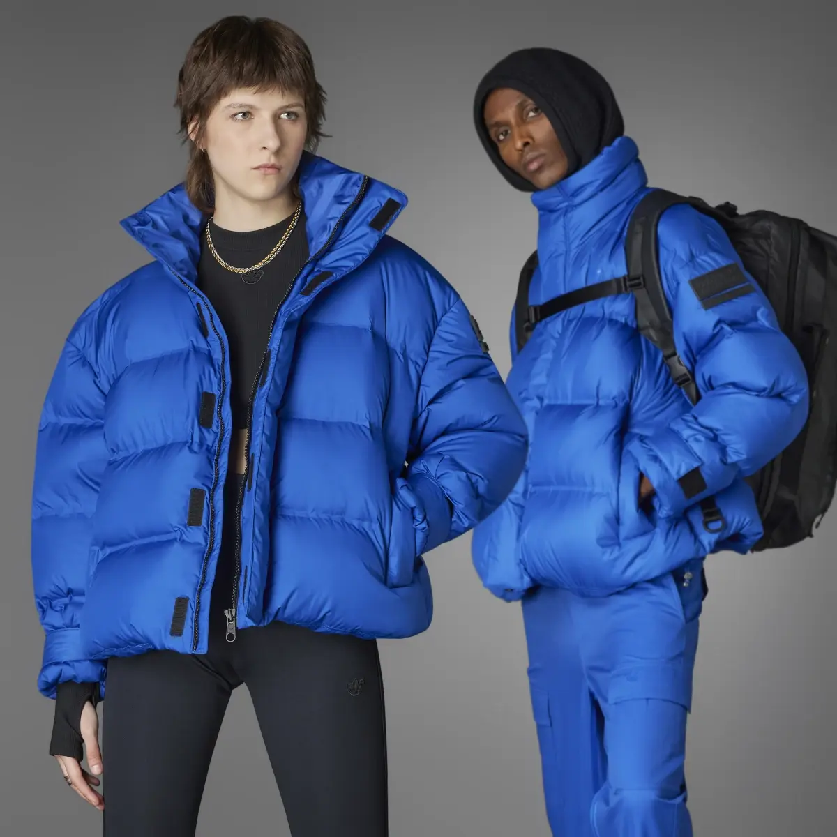 Blue oversized puffer jacket online