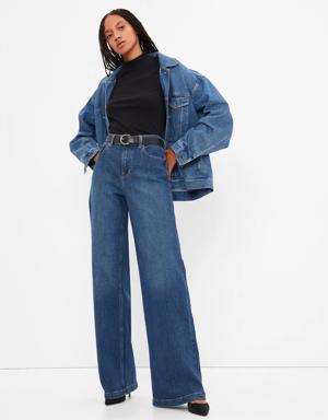 Gap High Rise Stride Wide-Leg Jeans blue