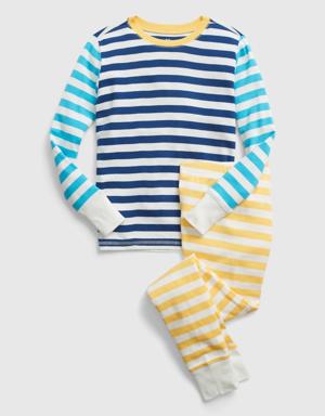 Kids 100% Organic Cotton Mixed Stripe PJ Set white