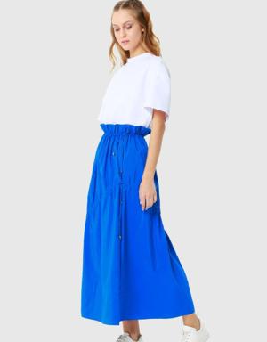 Parachute Fabric Saxe Blue Blue Midi Skirt