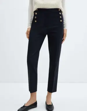 Mango Cropped button trousers