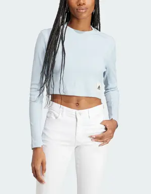 Adidas Lounge Ribbed Crop Long Sleeve Tee