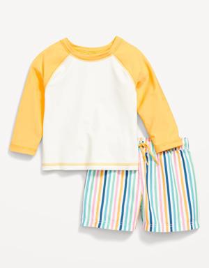 Unisex Raglan-Sleeve Rashguard Swim Top & Trunks for Baby multi