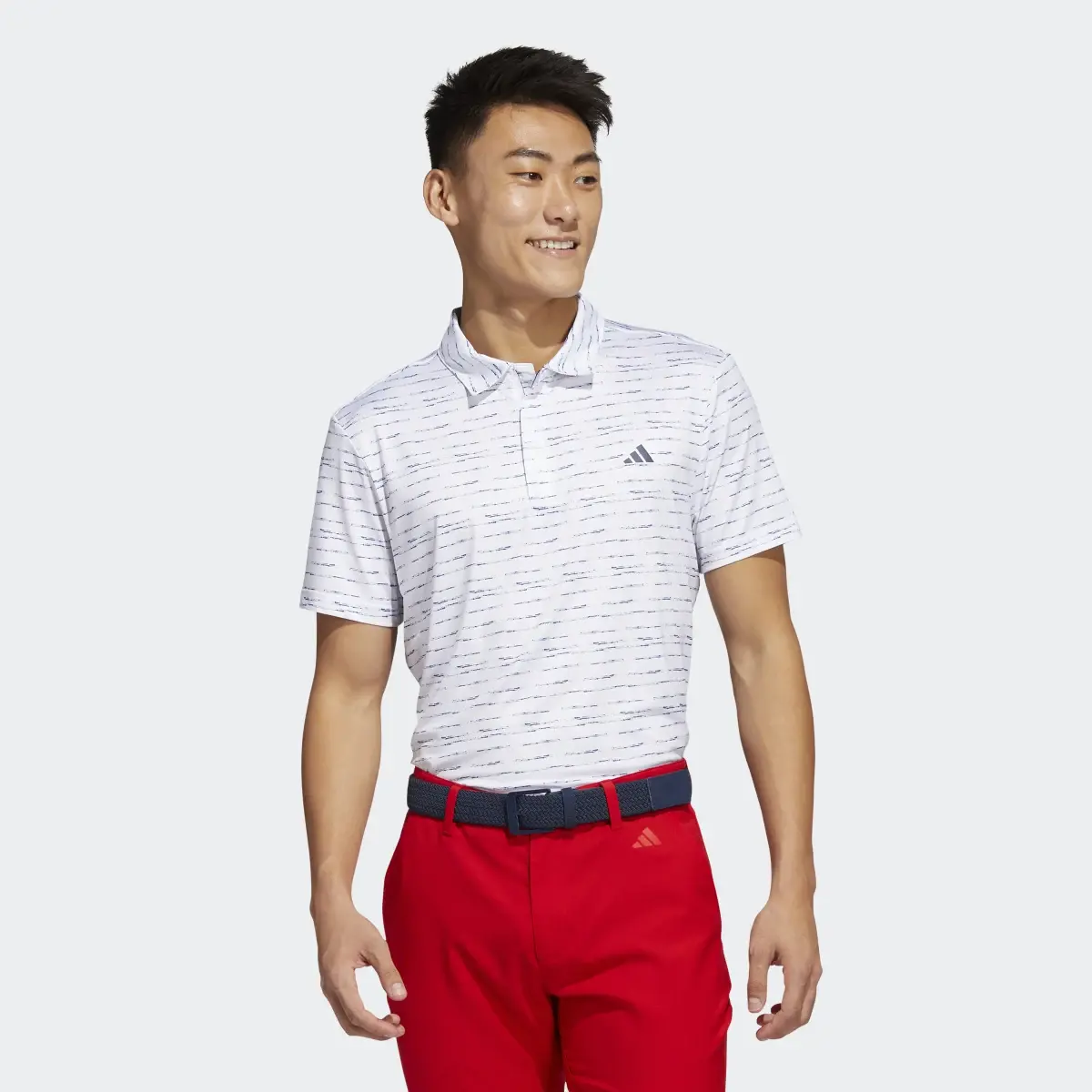 Adidas Stripe Zip Golf Polo Shirt. 2