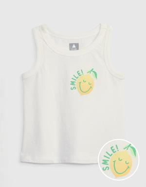 Toddler 100% Organic Cotton Mix and Match Graphic Tank Top white