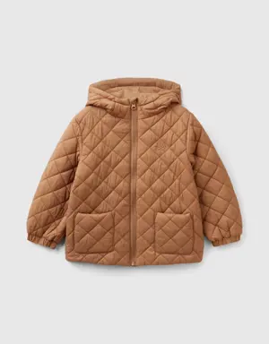 quilted jacket with hood