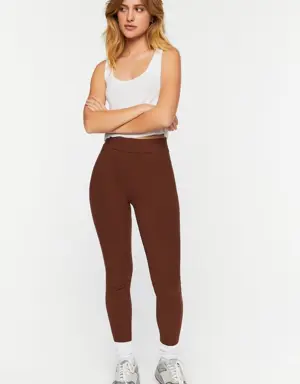 Forever 21 Ribbed Mid Rise Leggings Chocolate