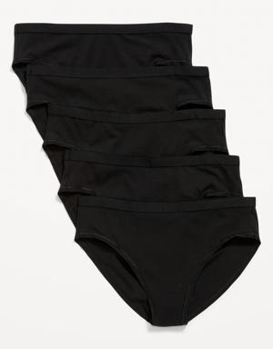 Old Navy High-Waisted Cotton Bikini Underwear 5-Pack for Women black