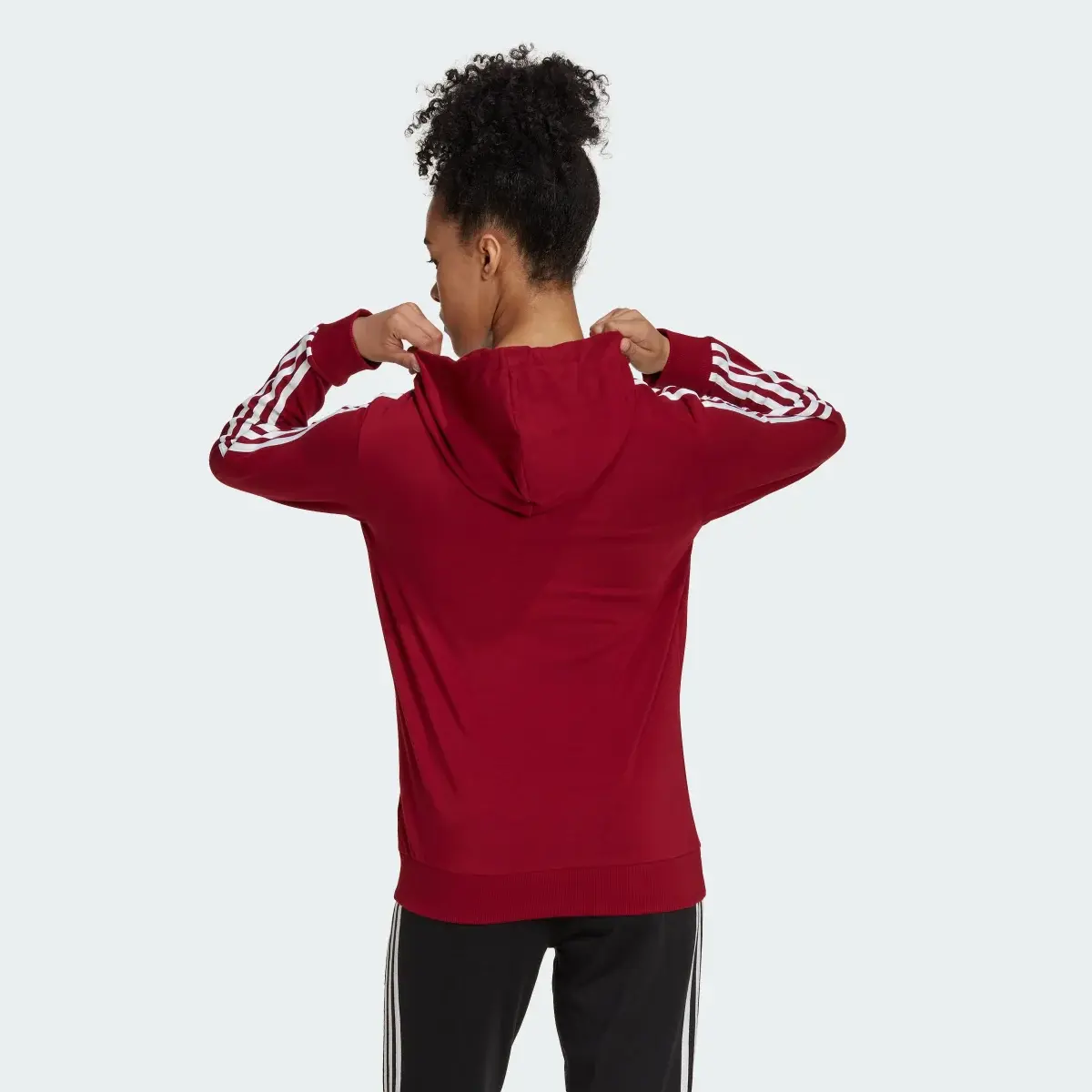 Adidas Essentials Single Jersey 3-Stripes Full-Zip Kapüşonlu Üst. 3