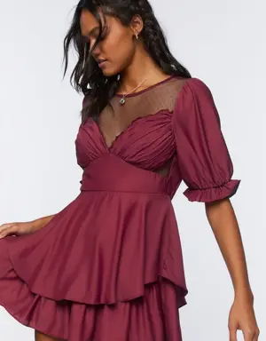 Forever 21 Tiered Sweetheart Mini Dress Wine