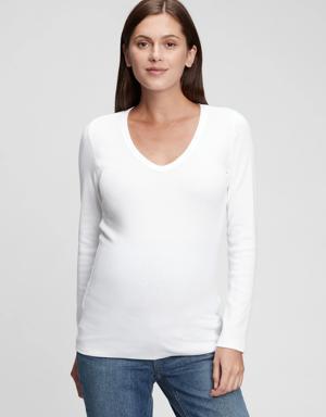 Maternity Modern V-Neck T-Shirt white