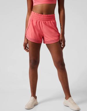 Athleta High Rise Mesh Racer Run 3&#34 Short orange