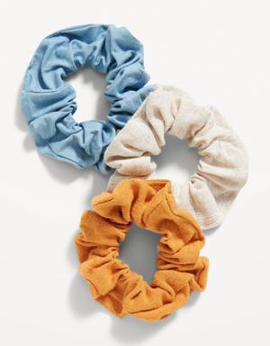 Mixed-Fabric Hair Scrunchies 3-Pack for Women multi