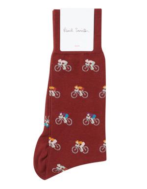 Kırmızı Bisiklet Jakarlı Erkek Çorap