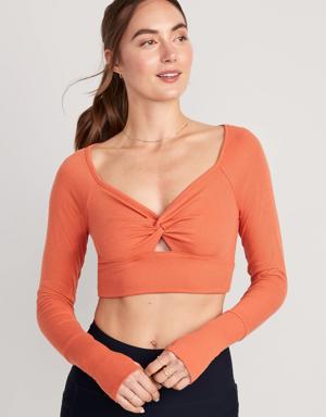 UltraLite Cropped Twist-Front Shrug Top for Women orange
