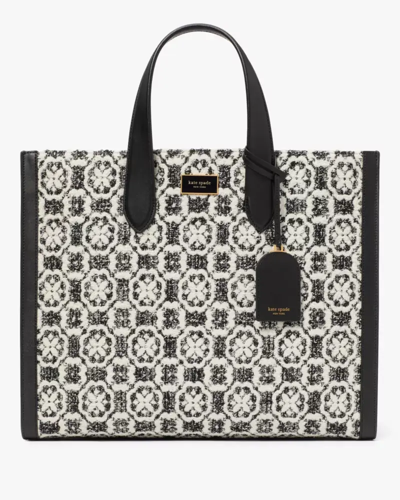 Kate Spade Manhattan Spade Flower Monogram Tweed Large Tote. 1