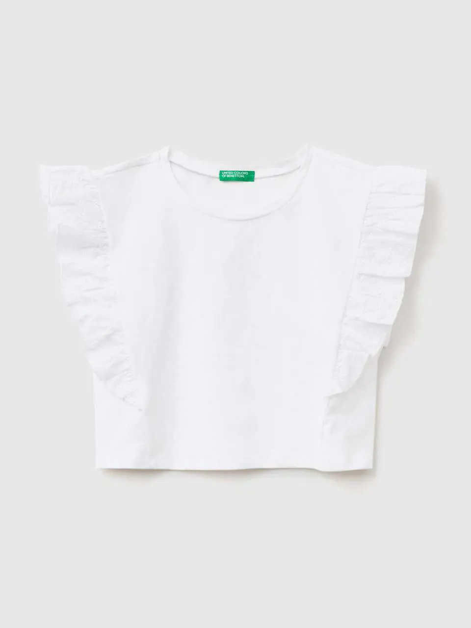 Benetton t-shirt with broderie anglaise ruffle. 1