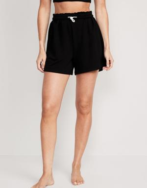 Old Navy High-Waisted Roll-Down Snuggly Fleece Pajama Sweat Shorts for Women -- 4-inch inseam black
